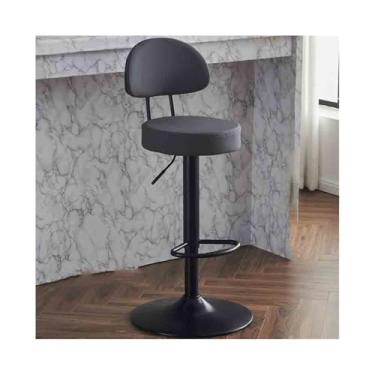 Imagem de Banquetas de bar modernas para uso doméstico, banco alto, caixa alta, banco giratório, banco frontal, banco redondo, comercial, cadeira giratória, cadeiras de bar (cinza)