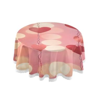 Imagem de Qilmy Toalha de mesa redonda de palmeira de treliça verde, 152 cm, resistente à água, à prova de derramamento, capa de mesa grande para jantar de reunião de família em ambientes internos e externos