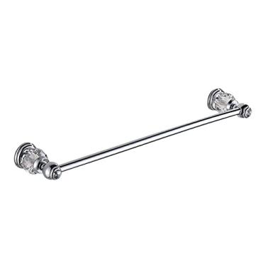 Imagem de Conjunto de ferragens de banheiro de cristal de latão sólido suporte de secador de cabelo montado na parede com cristal, acessórios de banheiro cromados, suporte de copo duplo (barra de toalha única)