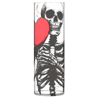 Imagem de Qilmy Vaso de caveira de coração vermelho para flores, vaso de belas artes, decoração de casa para escritório, sala de jantar, sala de estar, casamento312