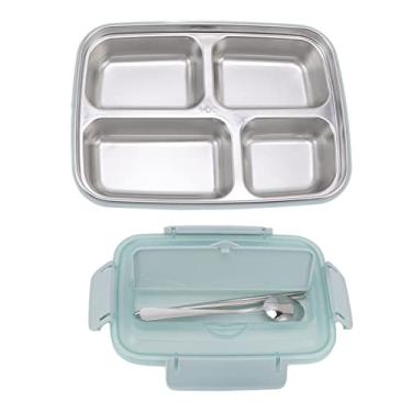 Imagem de Blue Lunch Box 304 Stainless Steel Bento Box Portable Lunch Containers Food Storage Box with 4 Compartments Tableware for Outdoor