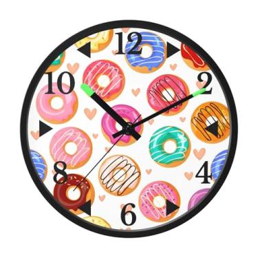 Imagem de STAYTOP Relógio de parede LED rosquinha colorido para quarto com brilho noturno, relógios de parede silenciosos de 30 cm para decoração de sala de estar, controle de som, relógio de parede moderno que