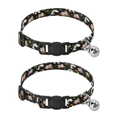 Imagem de STAYTOP 2 coleiras fofas para cães e gatos, bicho-preguiça para dormir em poliéster macio ajustável