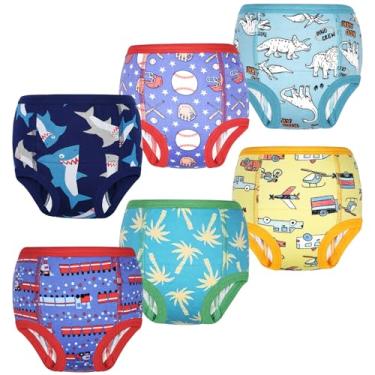 Imagem de MooMoo Baby Roupa íntima de treinamento para meninos e meninas, pacote com 8 calças absorventes de treinamento para meninas de 2 a 7 anos, Dina e carro, 3 Anos