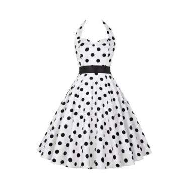 Imagem de Vestido Feminino Vintage De Bolinhas Para O Verão, Estilo Halter, Moda