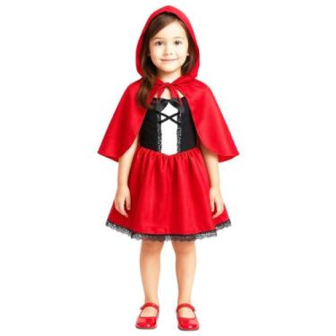 Imagem de Fantasia Vestido Chapeuzinho Vermelho Infantil 3 a 12 anos com Capa e 