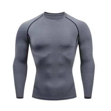 Imagem de Camisa De Compressão Masculina De Manga Longa Para Fitness, Corrida, A