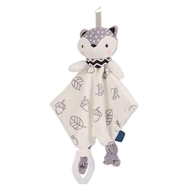 Imagem de Cobertor de segurança animal de pelúcia sino mastigável cobertor sensorial macio e confortável companheiro para bebês 0 3 anos de idade PP algodão poliéster 26 x 25 cm (Fox)