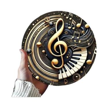 Imagem de Relógio De Parede Em Disco De Madeira Rosa Estilo Teclado Para Decoraç