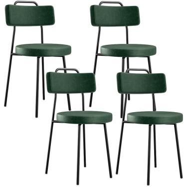 Imagem de Kit 04 Cadeiras Decorativas Para Sala De Jantar Barcelona F01 Couríssimo Verde Musgo - Lyam Decor