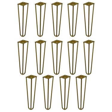Imagem de Kit 14 Pés de Metal 25 CM Hairpin Legs Rack e Puffs Dourado