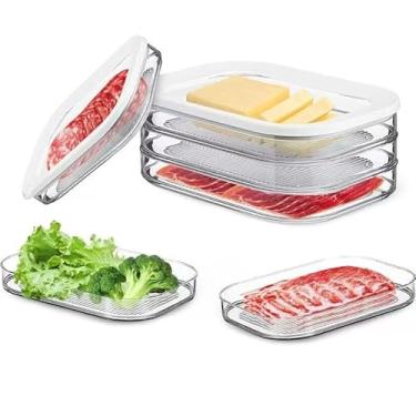 Imagem de Recipientes de armazenamento de alimentos para geladeira com tampa selada para bacon, carne, legumes, manteiga, organizador de cozinha, para geladeira, freezer, despensa, preparação de refeições e