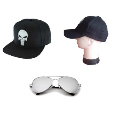 Imagem de Kit Fantasia Do Justiceiro C/ Boné Bordado Óculos Espelhado