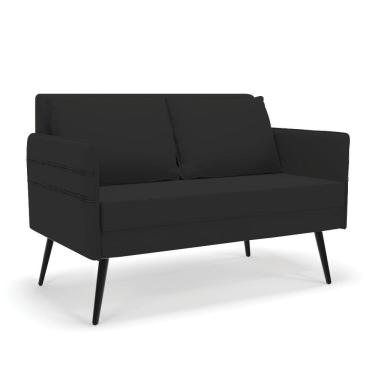 Imagem de Namoradeira 02 Lugares Mari Veludo Pés Palito De Ferro - D'rossi Cor Preto