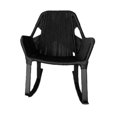 Imagem de Cadeira De Balanço Athenas Corda Náutica Base Em Alumínio Preto-preto - Cor: Preto