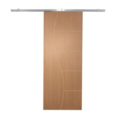 Imagem de Porta De Correr P- Verniz Frisada Kit Alumínio F07 - 210x90