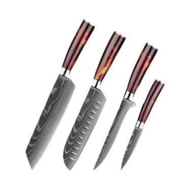 Imagem de Conjunto De Facas De Cozinha Em Aço Inoxidável 7Cr17Mov Ultra Afiadas 