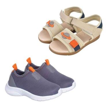 Imagem de Kit 2 Pares Sandalia Infantil Menino Tenis Anatomico Bebe - Mimoflex, 