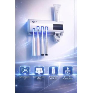 Imagem de Suporte de Escova de Dentes com Esterilizador UV, Dispensador de Pasta