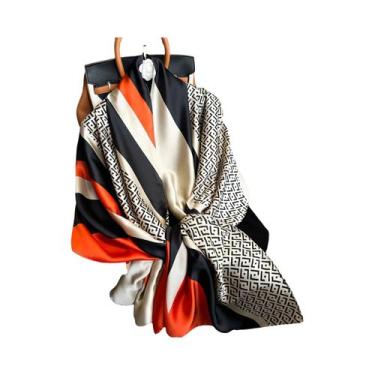 Imagem de Lenço De Seda Luxuoso Feminino 180x90CM Estampa Fashion Xale Longo Pro
