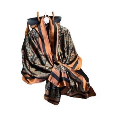 Imagem de Lenço De Seda Luxuoso Feminino 180x90CM Estampa Fashion Xale Longo Pro