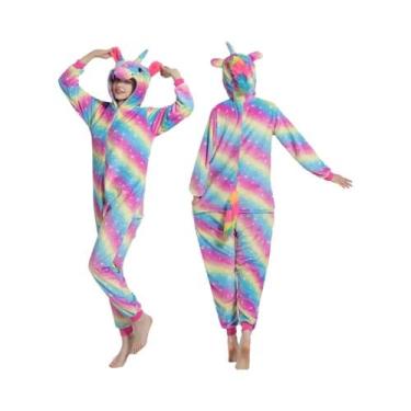 Imagem de Macacão Kigurumi Com Capuz Para Adultos plus Size, Pijamas Com Zíper D