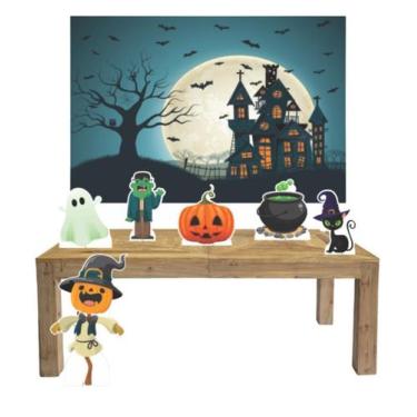 Imagem de Kit Display Mdf Halloween Com 6 Peças + Painel - X4adesivos