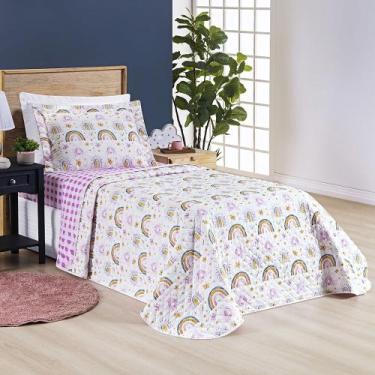 Imagem de Cobre Leito INFANTIL 2 peças matelado estampado dupla face - - SAFIRA 