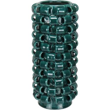 Imagem de VASO DECORATIVO ENFEITE CASA HOME&CO CERÂMICA 31x13x13cm AZUL PETROLEO