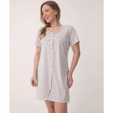 Imagem de Camisola Mescla Botões Flores Marisa Cinza-91046, Cinza, P