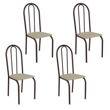Imagem de Kit 4 Cadeiras Ilhabela Estrutura Em Aço Marrom Tecido Creme