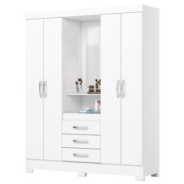 Imagem de Guarda Roupa Casal Capelinha Com Espelho 163 Cm B24 Branco Briz