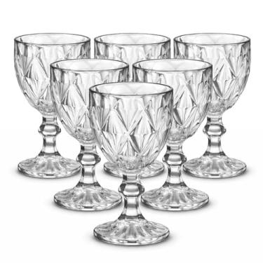 Imagem de Jogo de 6 Taças de Vidro Diamond Transparente 315ml Design Elegante e Resistente Ideal para Suco Água Refrigerante Drinks e Café Transparente para Cozinha Bar e Restaurante
