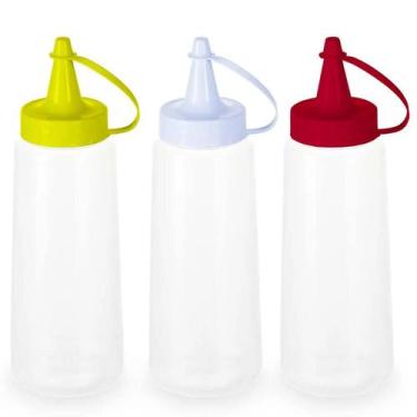 Imagem de Kit 3 Bisnagas Plásticas para Molhos 250ml Plasvale Maionese Ketchup M