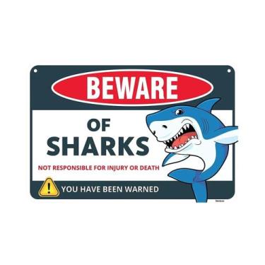 Imagem de Placa De Metal Vintage De Aviso De Tubarão Perigoso Para Decoração De 