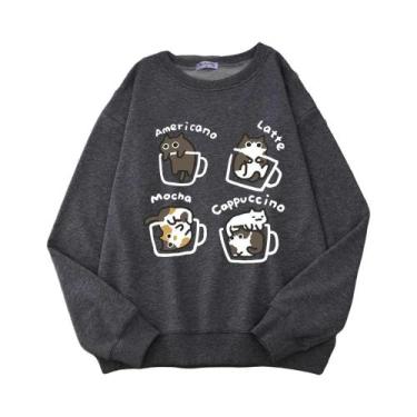 Imagem de Hoodie Estilo Americano Com Estampa De Gato Para Homens E Mulheres, Su