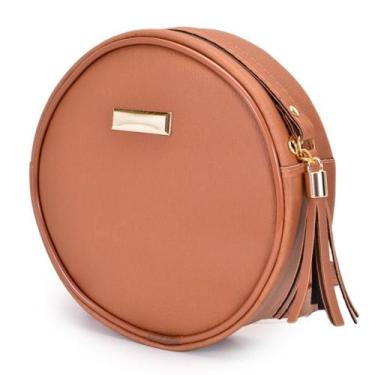 Imagem de Bolsa Feminina Cluckt Redonda Transversal - Trend Bags, Marrom caramel