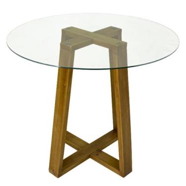 Imagem de Mesa De Jantar Lary 70cm Vidro Temperado Redonda Escrivaninha Para Sal