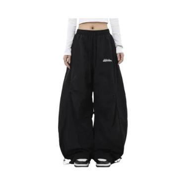 Imagem de Calças Cargo Femininas Oversize De Perna Larga Com Cintura Baixa E Cor