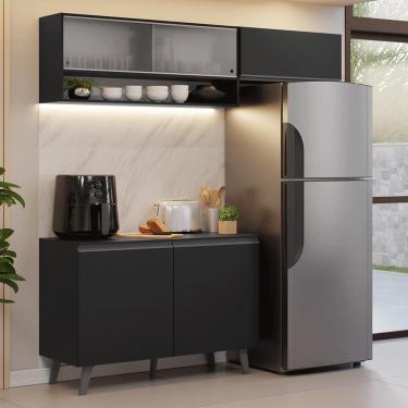 Imagem de Armário de Cozinha Compacta 200 cm Preto Nice Madesa 09 XA