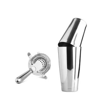 Imagem de Coqueteleira Inox Boston Duplo Coador Strainer Profissional - GOURMET 