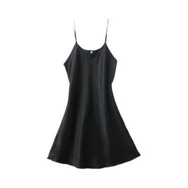 Imagem de Camisola Sexy De Seda Satinada plus Size Para Mulheres, Sem Mangas, Co