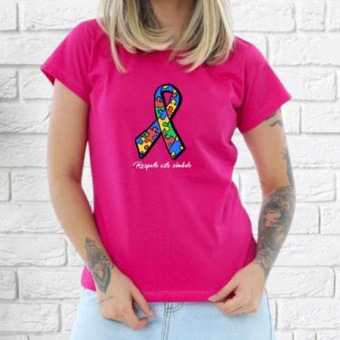 Imagem de Camiseta Babylook Feminina Preta Azul Inclusão Autista Autismo TEA Plu