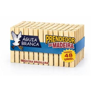 Imagem de 48 Prendedores De Madeira Águia Branca Tamanho Tradicional Envio Imedi