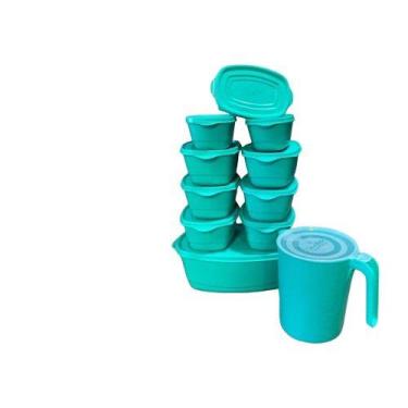 Imagem de Kit Pote de Plástico e Jarra Vasilhas 11 Peças, Organizadora Com Tampa