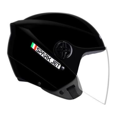 Imagem de Capacete Aberto Ebf Spark Jet Solid Preto Brilhante Moto, Preto Brilha
