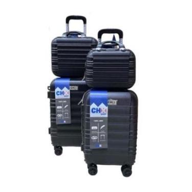 Imagem de Jogo Conjunto com 2 Malas de bordo e Viagem 1 P e 1 PP com 2 Frasqueiras-Unissex