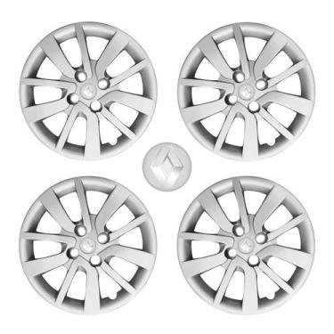 Imagem de Jogo Calota Aro 15 Renault Logan + Emblema Resinado Prata - GFM