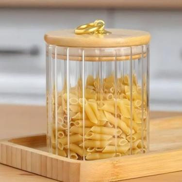 Imagem de Pote de Vidro CANELADO P 500ML TRANSPARENTE porta Mantimentos Hermétic