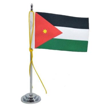 Imagem de Mini Bandeira De Mesa Jordânia 15 Cm (mastro)poliéster - SP Bandeiras 